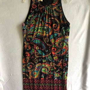 Evan Picone Sleeveless Midi Dress, Black Bright, Zipper, Size 8